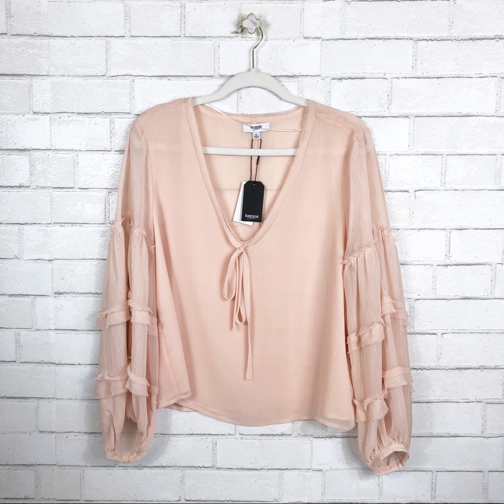 Kensie | Pink Balloon Sleeve Blouse
